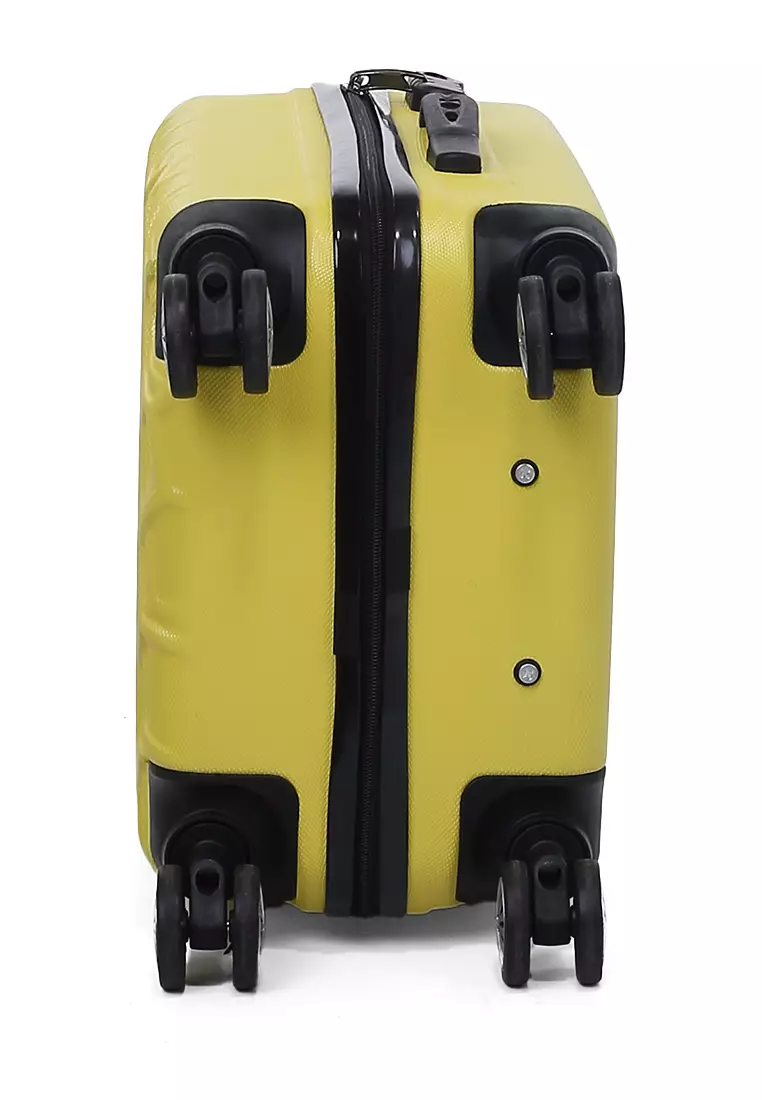 Carlton Koper Hardcase Desain Hexagon Size 20 Inch Suitcase Unisex with Rear Compartment Rubber Slot Material ABS+PVC Coated ORIGINAL - Yellow