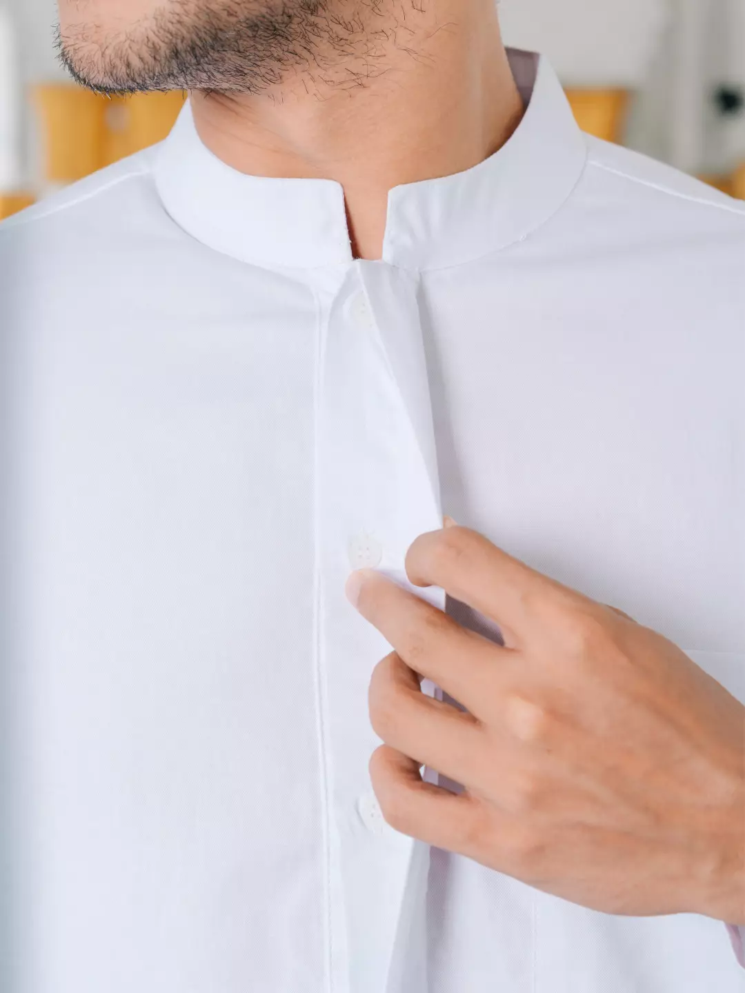 Adyatma Baju Koko Jubah Gamis Pria COTTON COMBED TWILL White Regular Fit Baju Muslim Pria Lengan Panjang