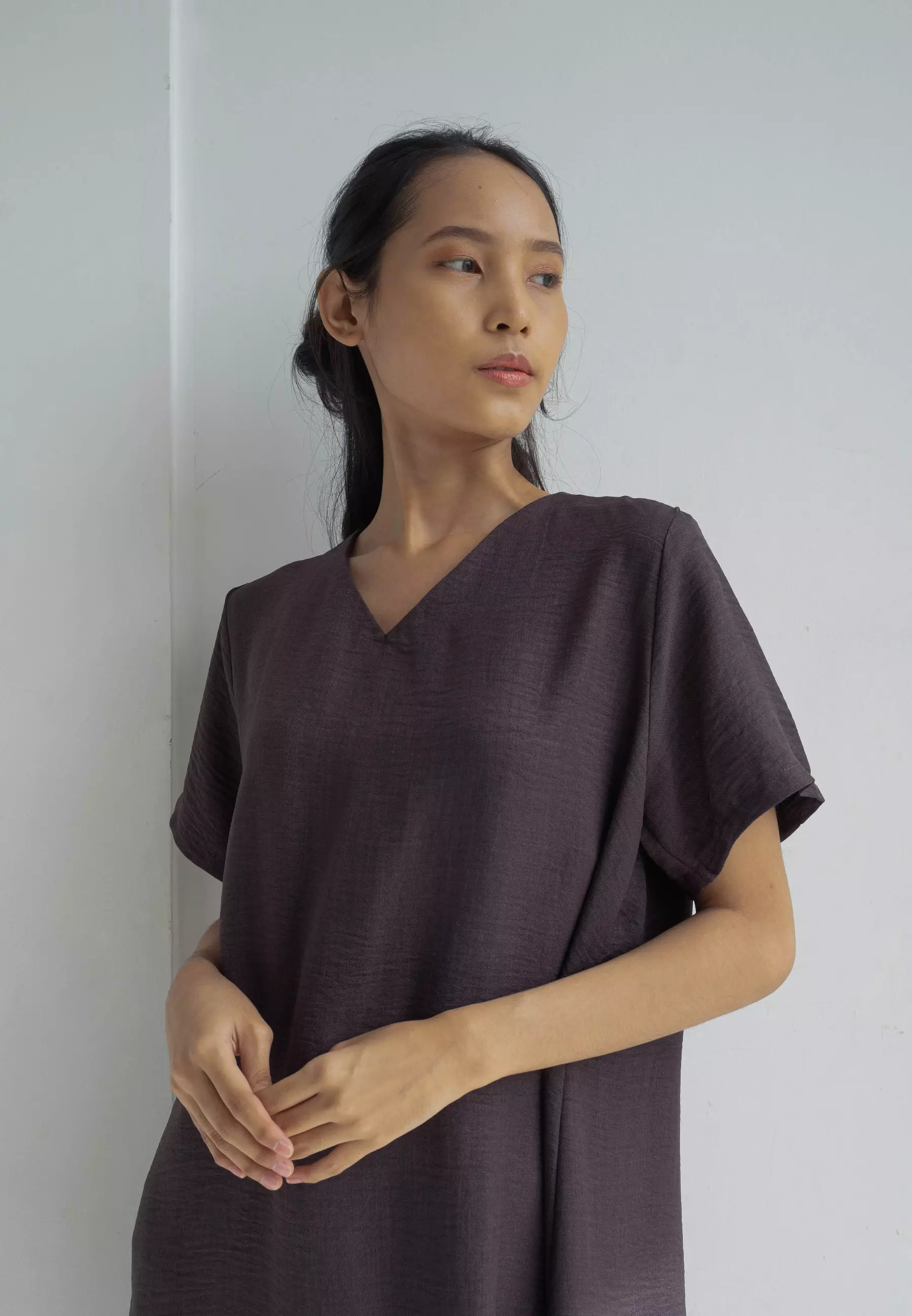 Houseofcuff Magnolia Dress in Dark Grey Dress Oversized Bahan Crinkle