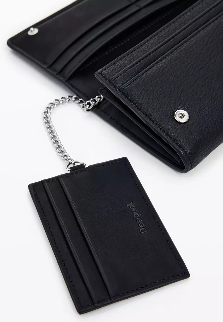 Medium embroidered faux leather wallet