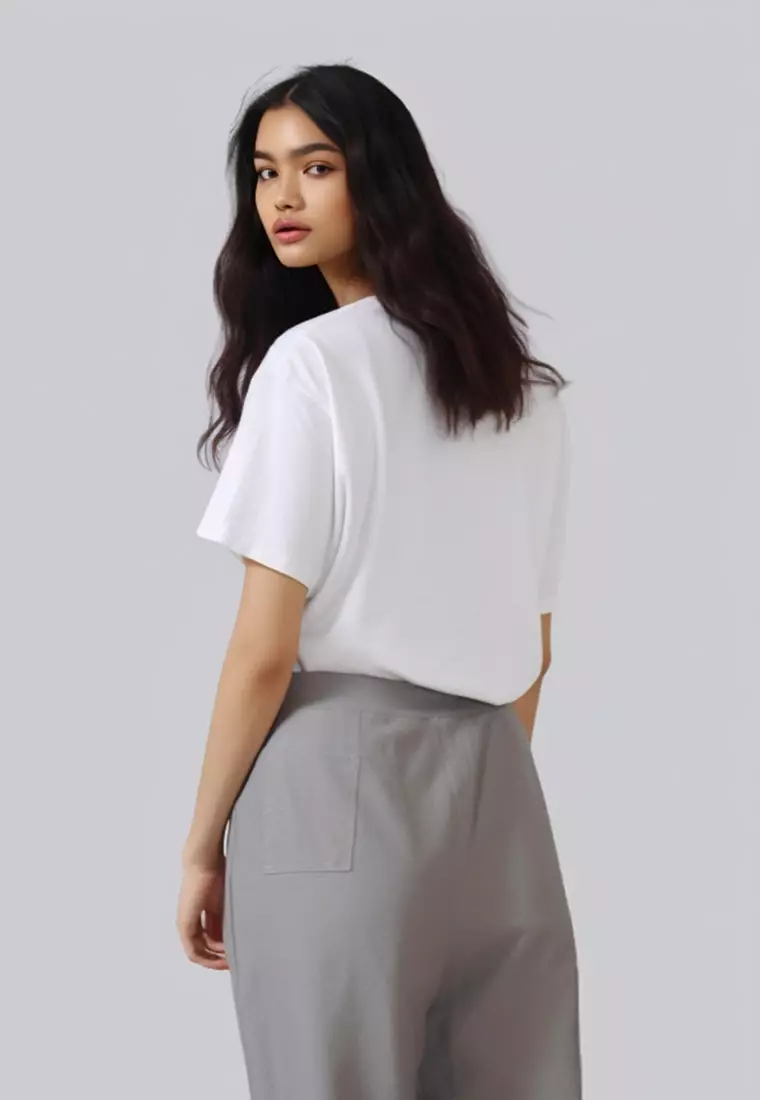 LTF51 crop top tee t shirt oversize "choose joy" putih