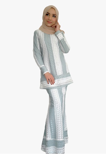 Mini Kurung Moden Lace from Zoe Arissa in grey and White