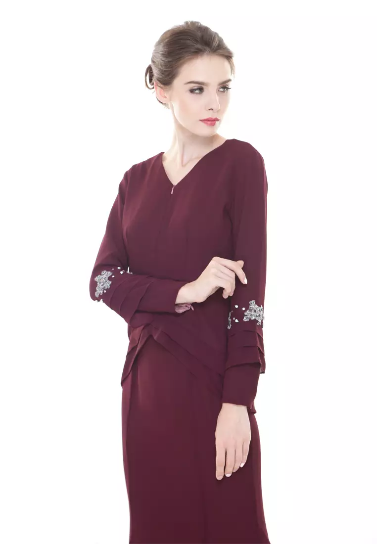 Ivory Kebaya Modern in Dark Purple