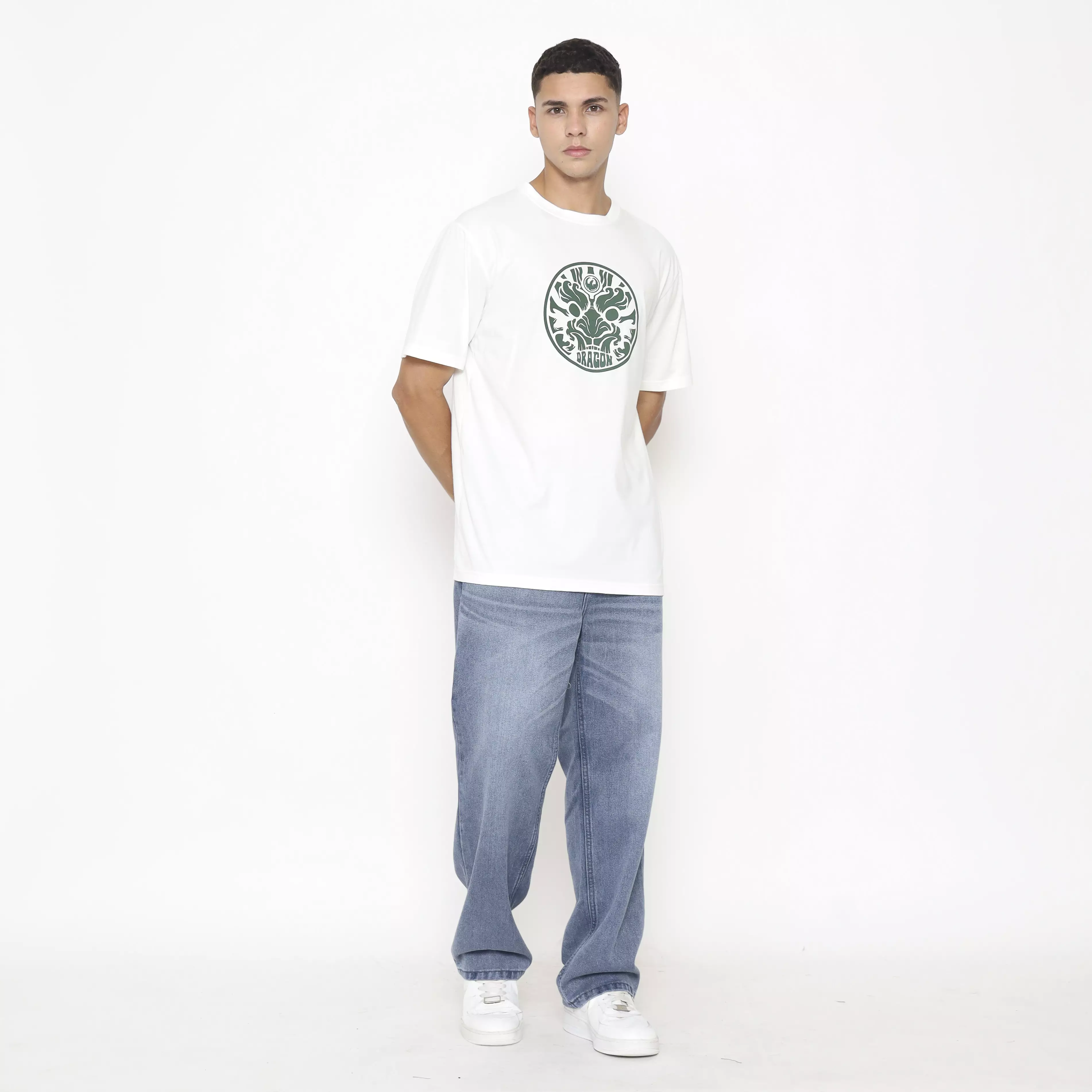 Dragon Kaos Lengan Pendek Elbraman Men Tee Off White Planet Surf