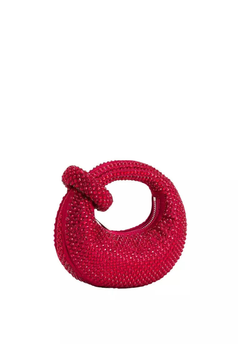 Abacus Artificial Crystal Mini Top Handle Bag - Red