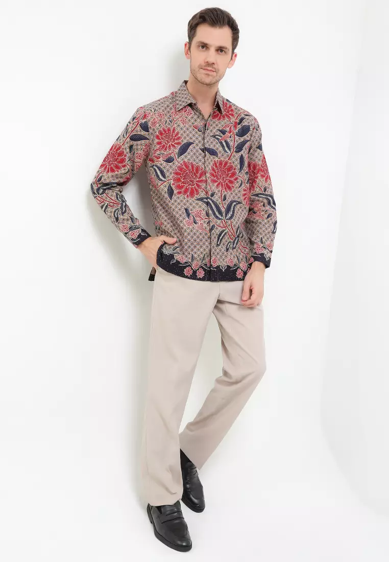 Kemeja Pria Lengan Panjang Furing Pasha Lining Dobby Premium Maroon