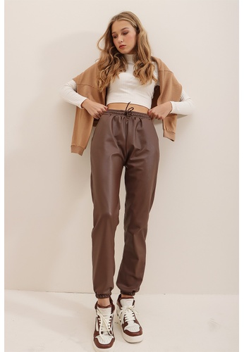 Buy Alacati Classic Faux Leather Joggers 2023 Online | ZALORA Singapore