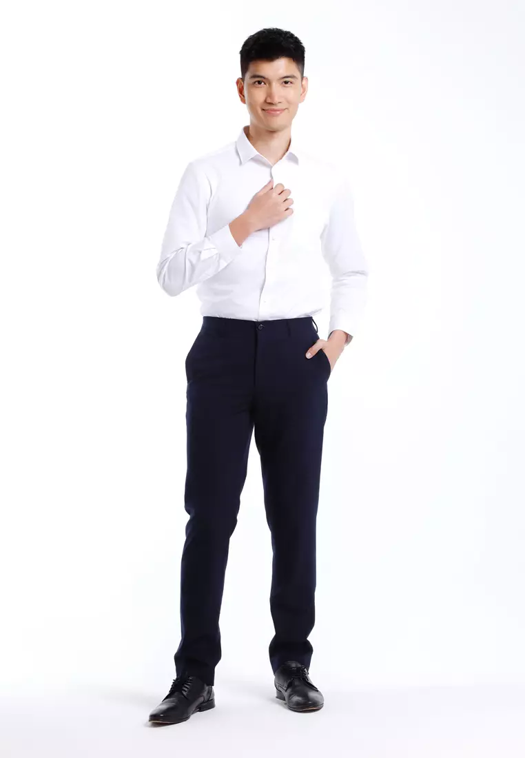 Byford Mens Modern Fit Flat-Front Slacks - 3125002A-39Navy