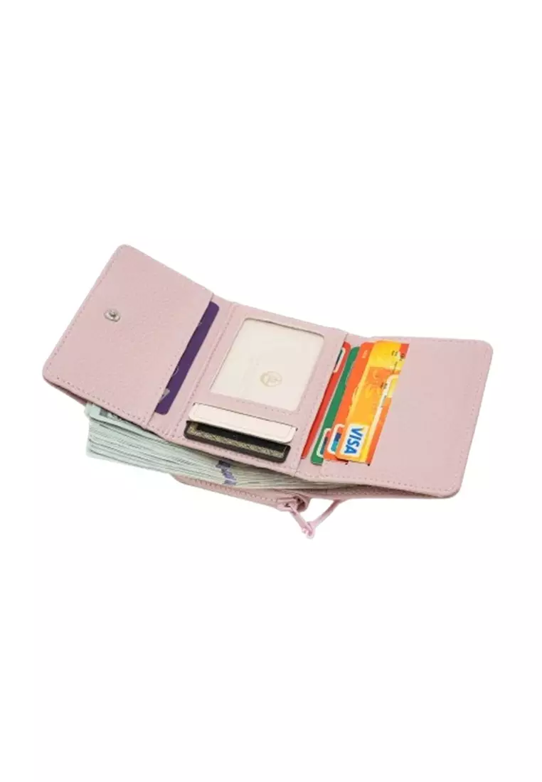 Dompet Wanita Lipat Kecil Wallet Bahan Kulit PU Leather Premium ORIGINAL - PINK