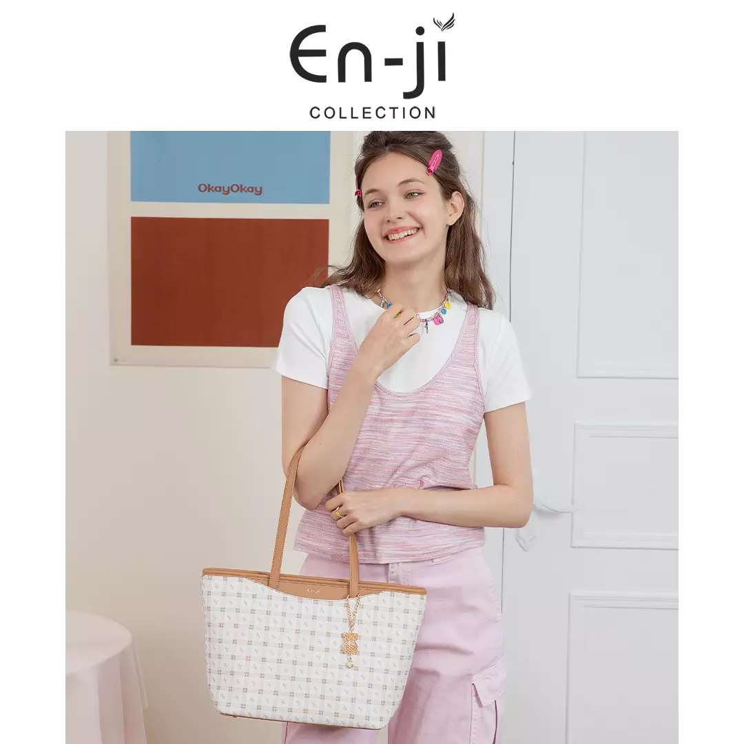 En-Ji Sonari Totebag Wanita Warna Biscuit