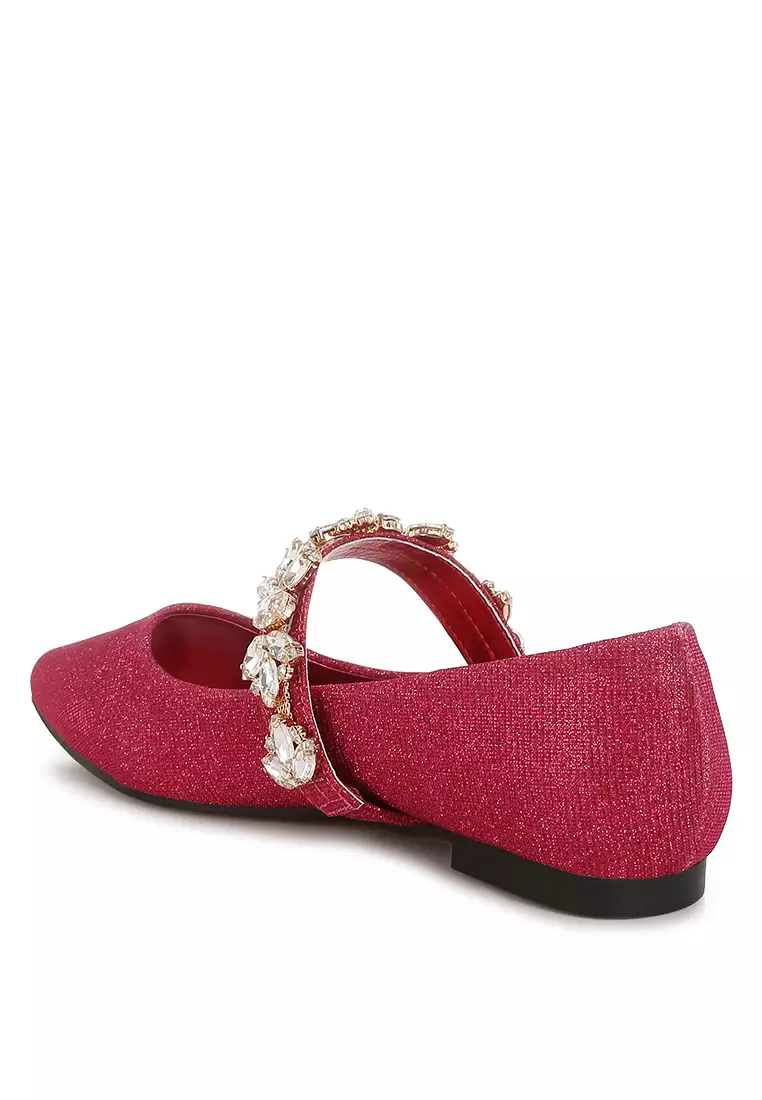 Bros Berlian Imitasi Balerina Glitter Warna Fuchsia