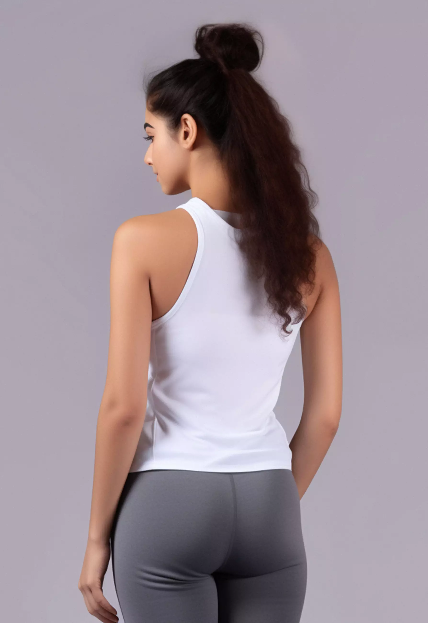 LSB95 Kaos Olahraga Gym Wanita Tanktop "squat queen" Putih