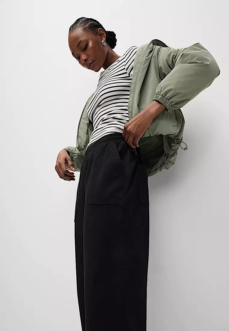 Denim Jersey Straight Leg Trousers