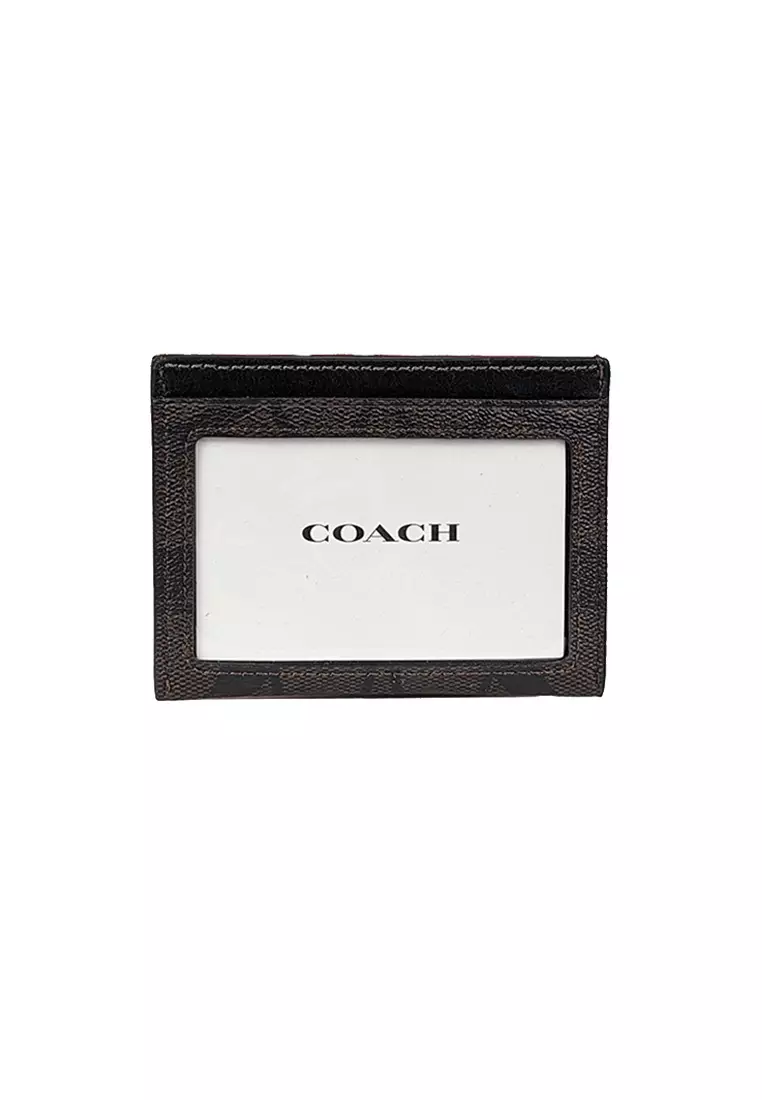 Unisex Slim Id Card Case In Signature Canvas Walnut/Black CZ286