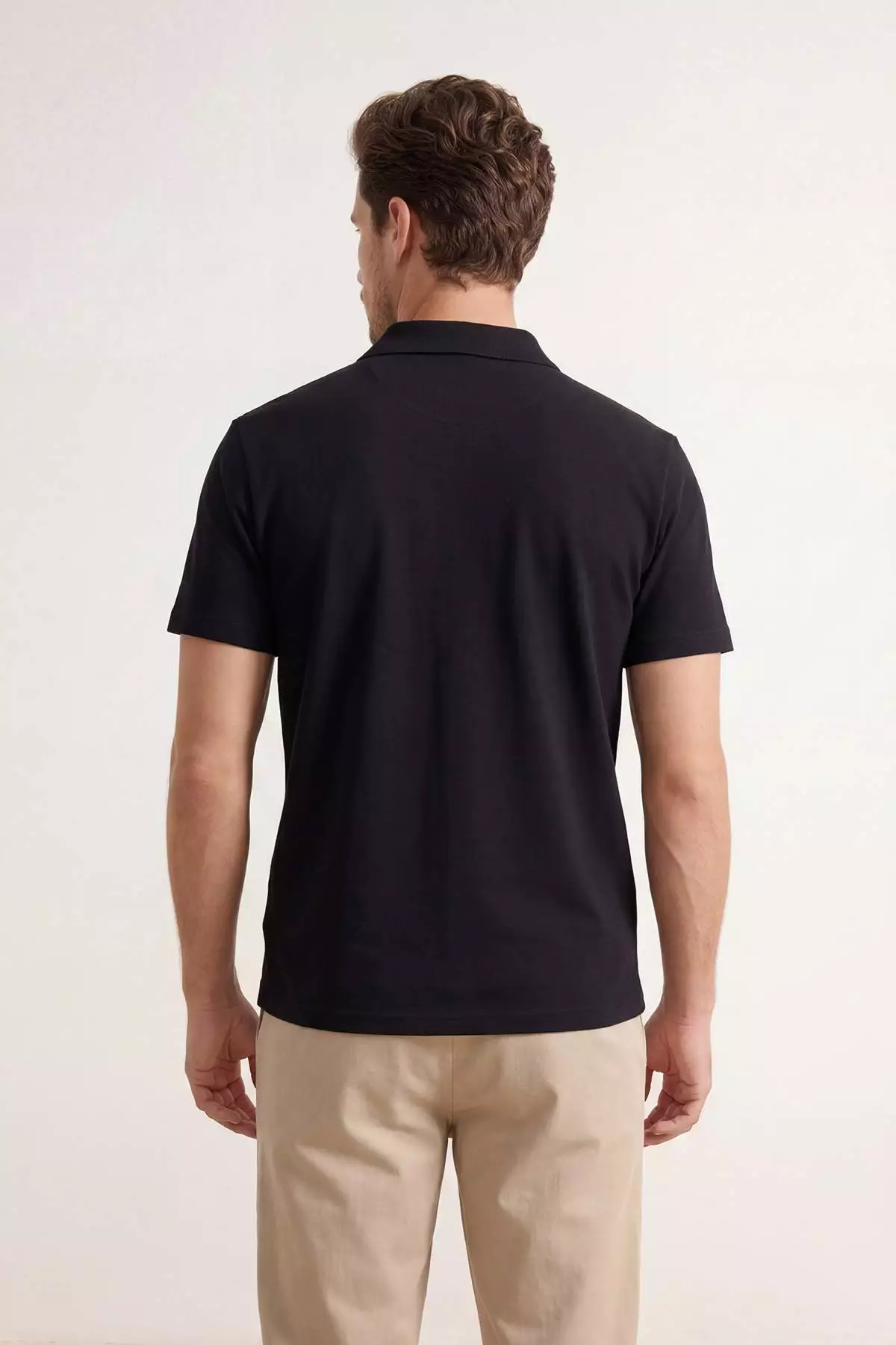 Black Regular/Normal Cut Soft-Textured Polo Neck T-Shirt Tmnss26Po00034