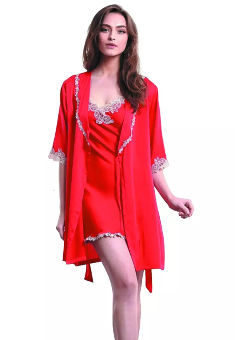 LDB5065 Lady Sexy Lace Sleepwear Two Pieces Set  Gold