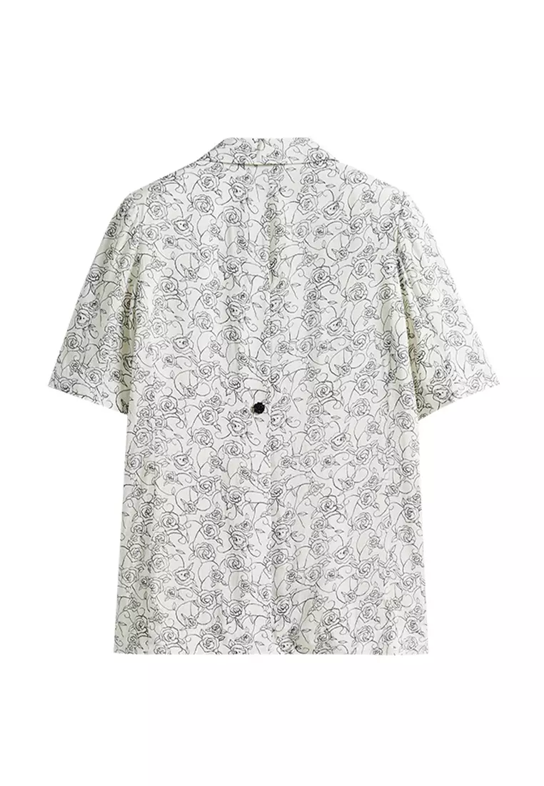Short Sleeve Mortif Floral Design Smart Casual Blazer