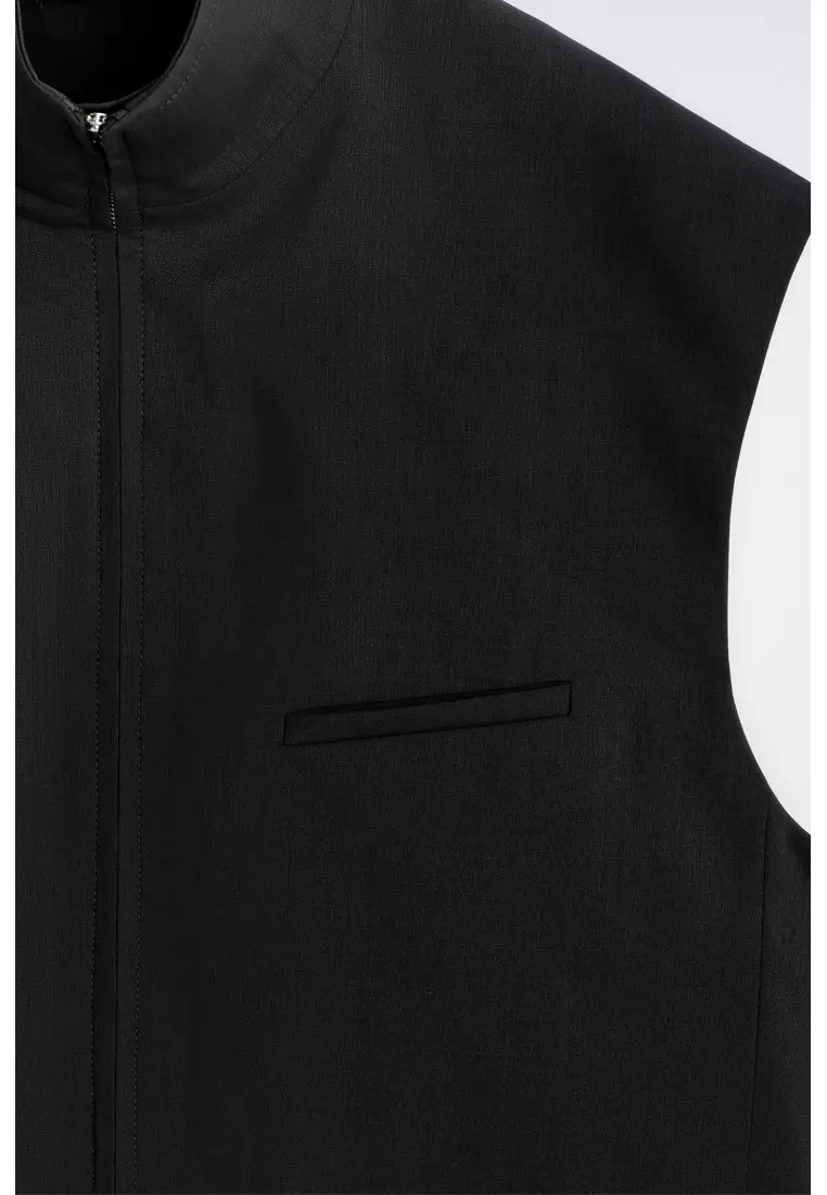 TAILORED FUNNEL-NECK WOOL GILET