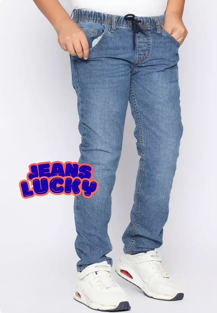 Celana Panjang Anak Laki & Perempuan Jeans Lucky Mid Blue