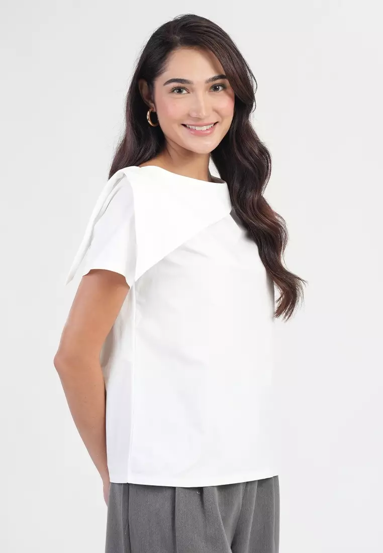 Blythe Asymmetric Cape Sleeve Top