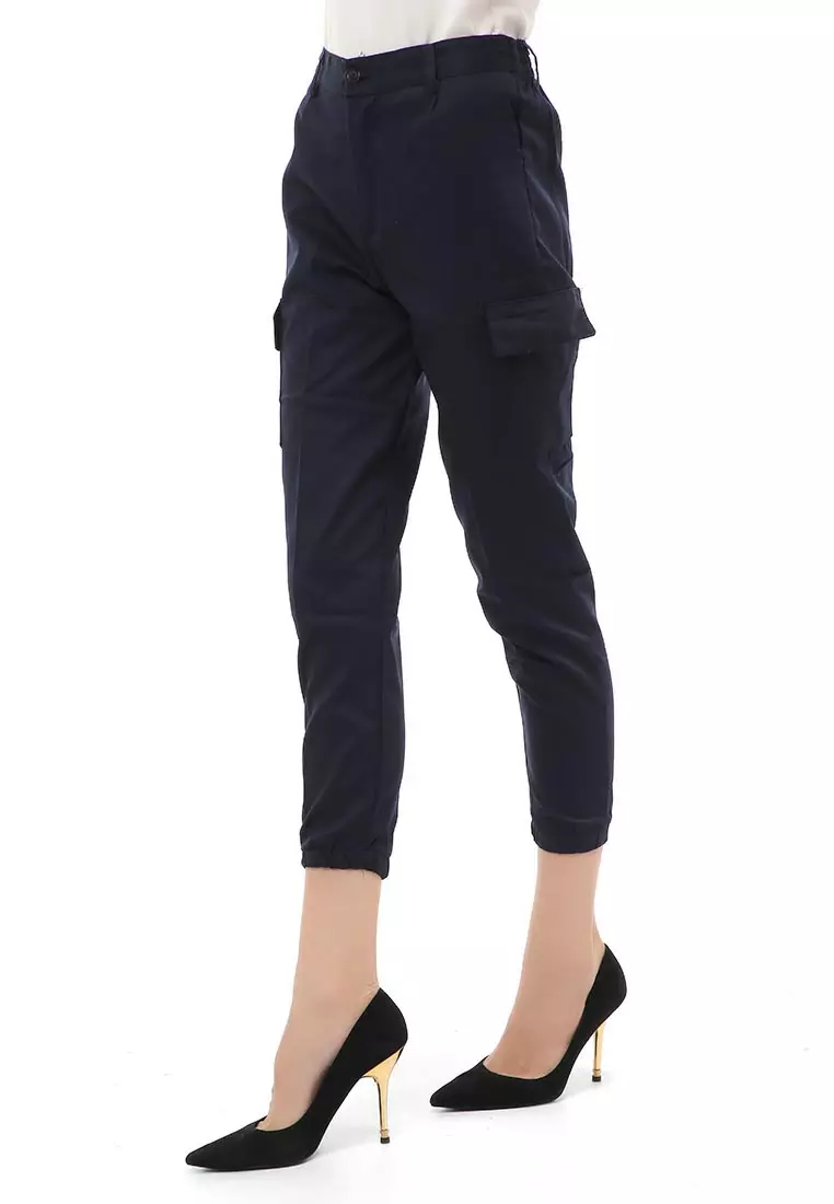 Jourel Jogger Pants Kasual Wanita Material Cotton ORIGINAL - Navy