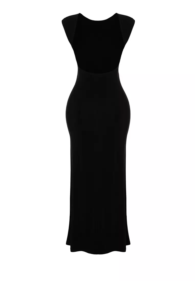 princess polly baby blue dress Back in stock — the Backless Halter Maxi-Dress in black. A minimal  silhouette with an open back and halter neckline. Now available again  online 🖤