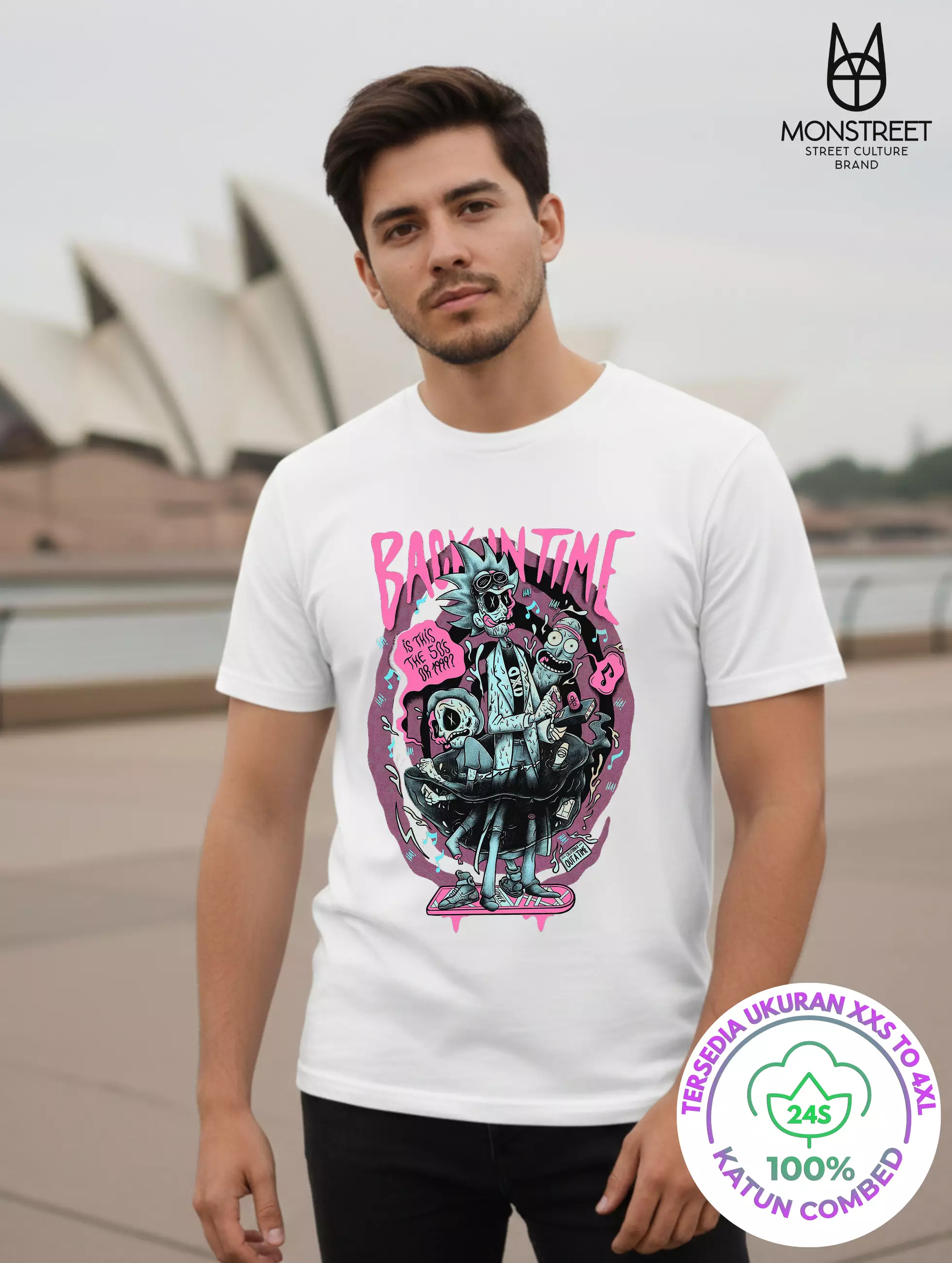 Monstreet Kaos Katun Combed 24S Grafis Reguler Fit Putih Tshirt UTR200 Cotton Combed 24S Graphic Tshirt Regular Fit White Tshirt