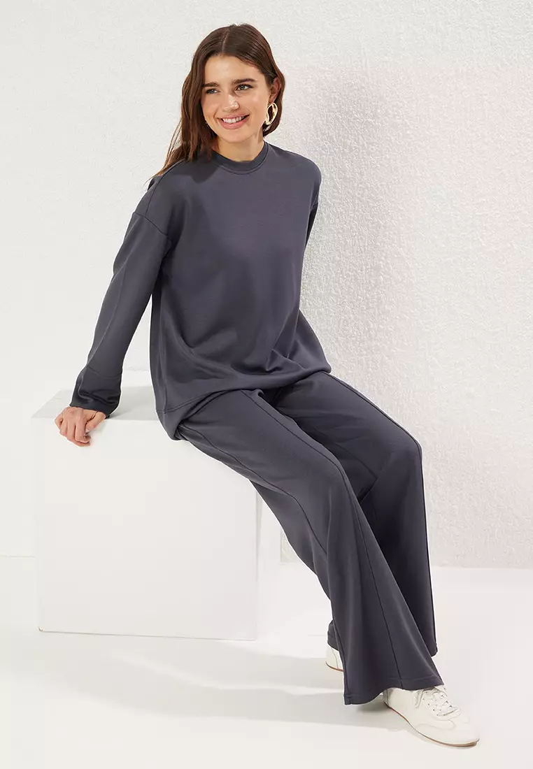 Anthracite Soft Textured Plain Tracksuit TCTSS25EN00005