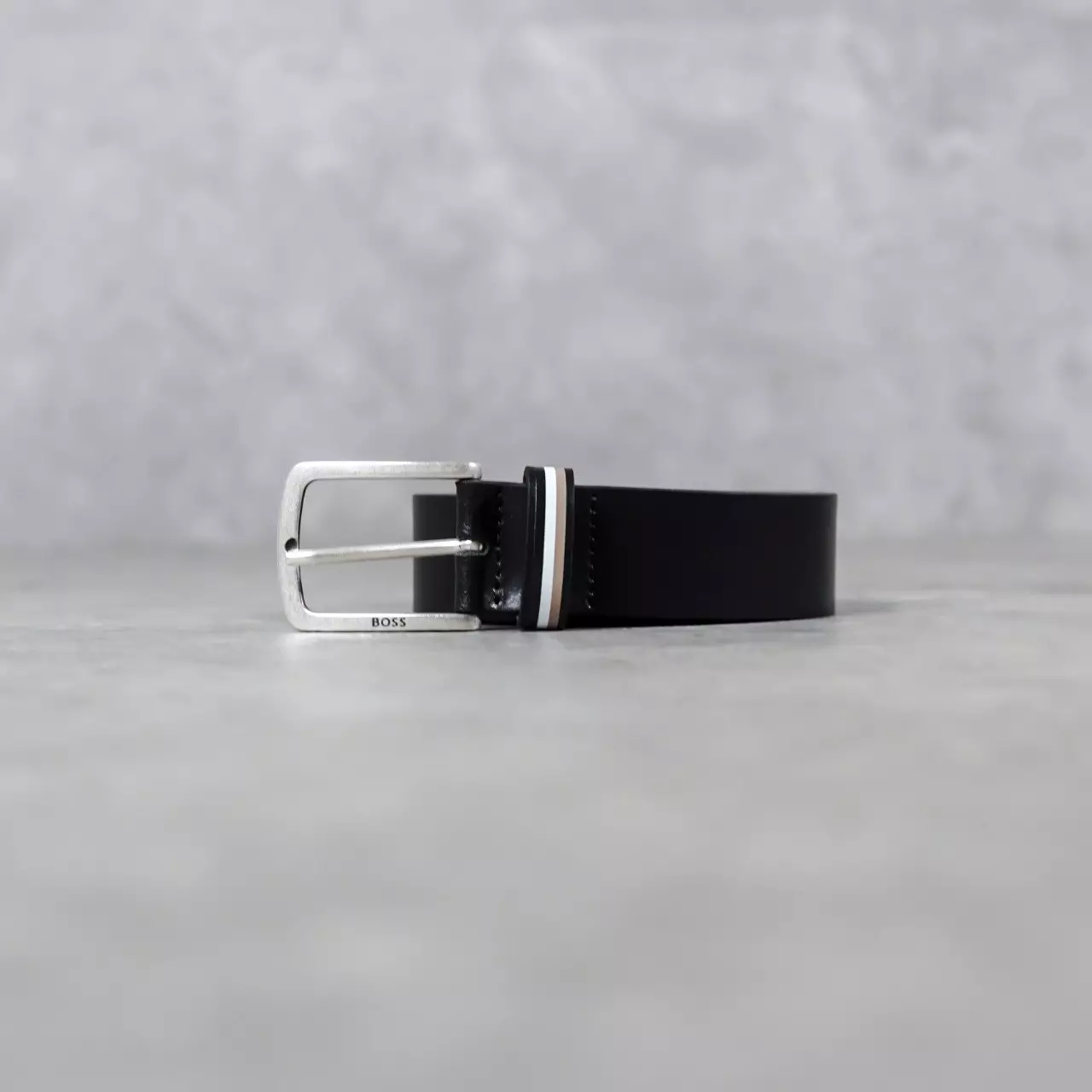Ikat Pinggang HUGO BOSS JORO BOSS LOGO SIDE BLACK SILVER BELT 100% ORIGINAL