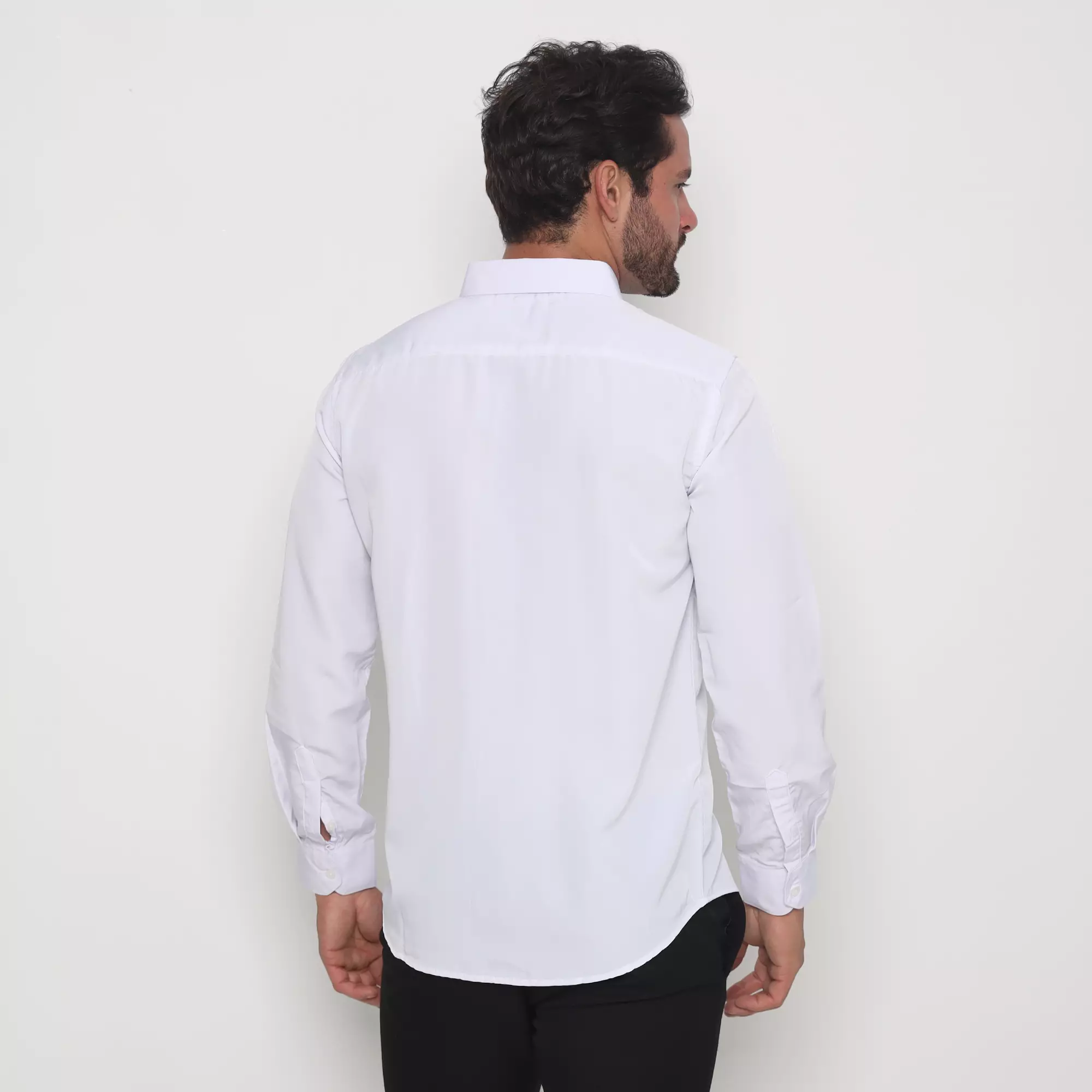 Platini Kemeja Pria Polos Lengan Panjang Polyester High Twist Putih 66121