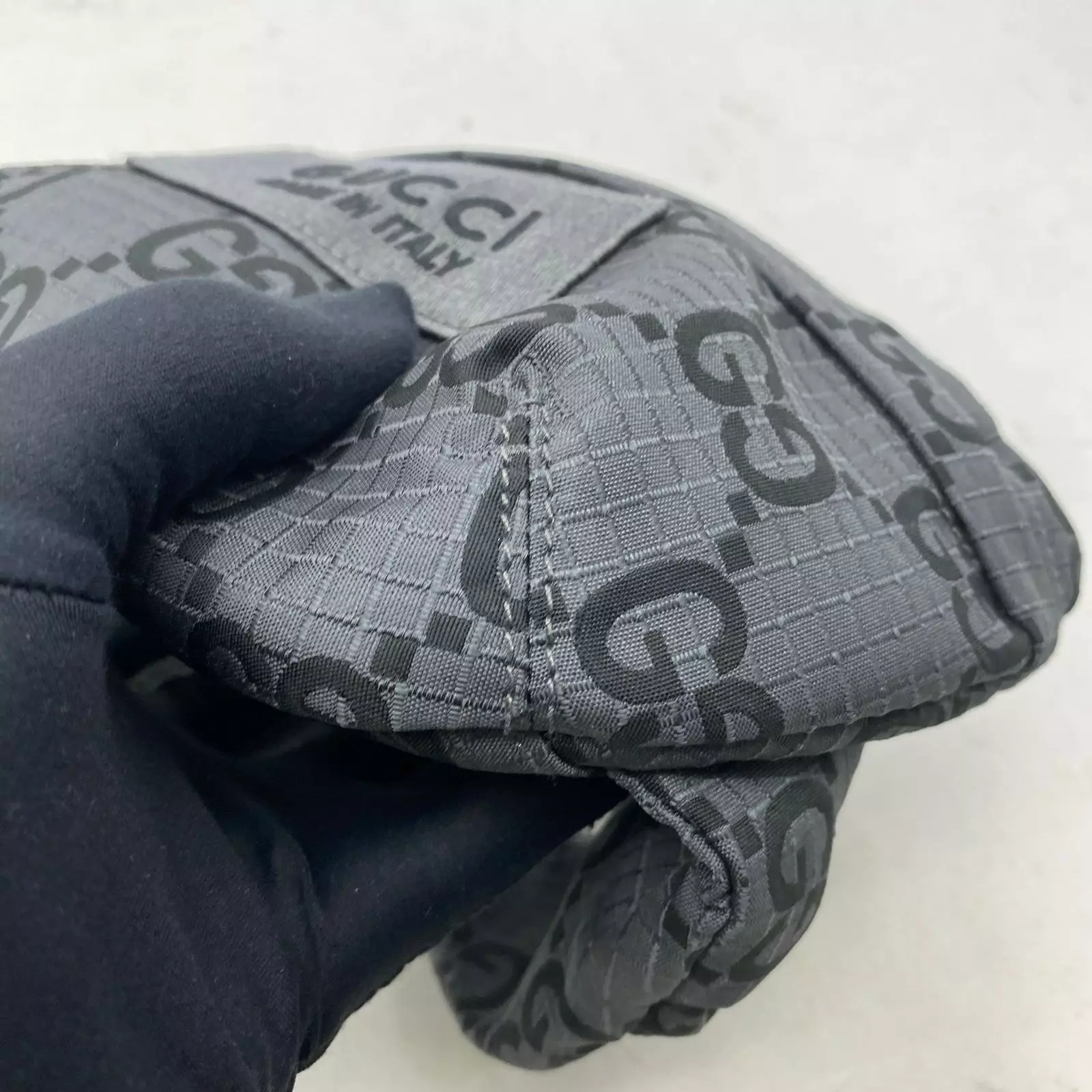 Pre-loved Gucci Belt Bag Dark Grey GG Ripstop SHW