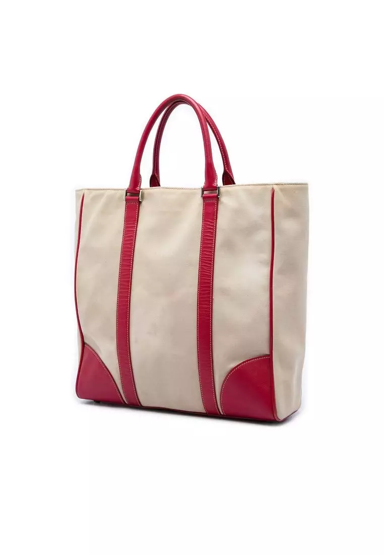 Pre-Loved Prada Saffiano Trimmed Canvas Tote
