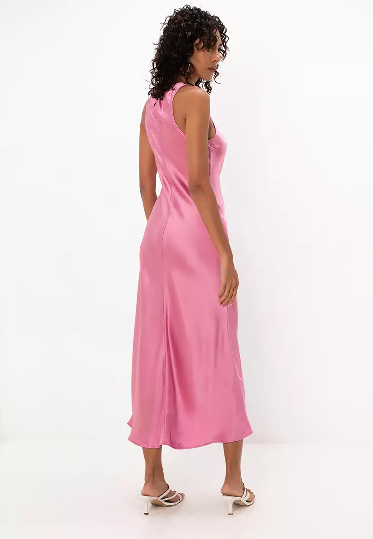 Sleeveless Satin Midi Dress