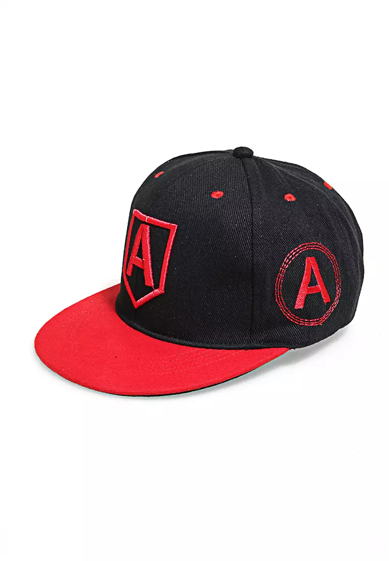 Gemp Topi Snapback Aksesoris Fashion Pria Wanita Bordir Huruf A Resizable Strap Material Rafel ORIGINAL - Black Red