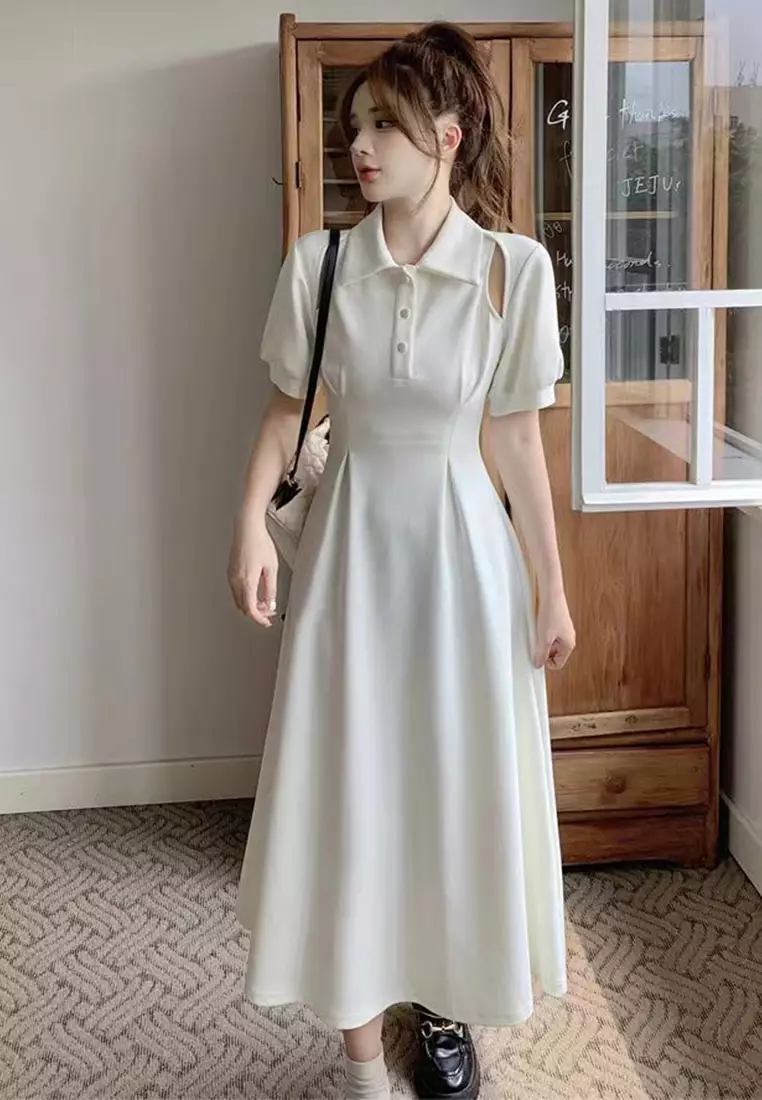 Korean style white shops dress