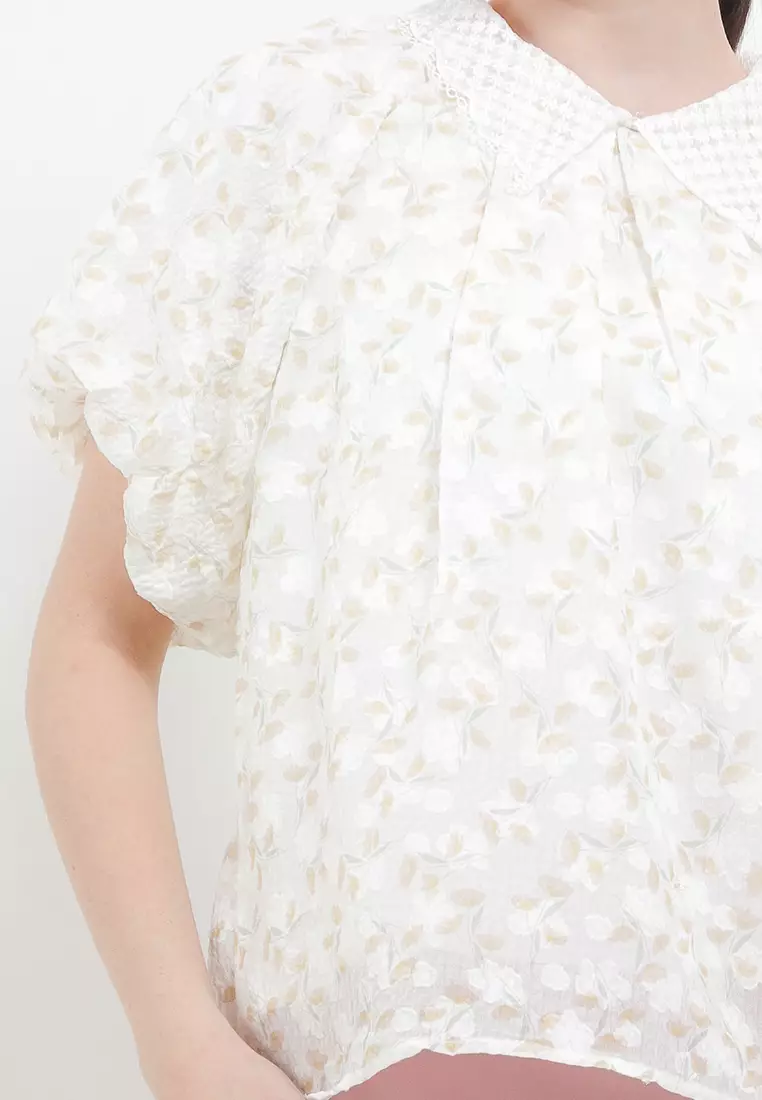 Puff Sleeve Flower Print Blouse