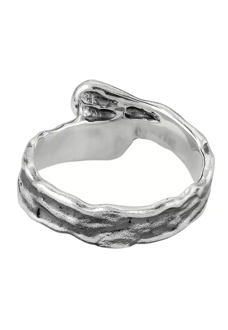 Men's Silver Molten Sculptural Ring – Oxidised
