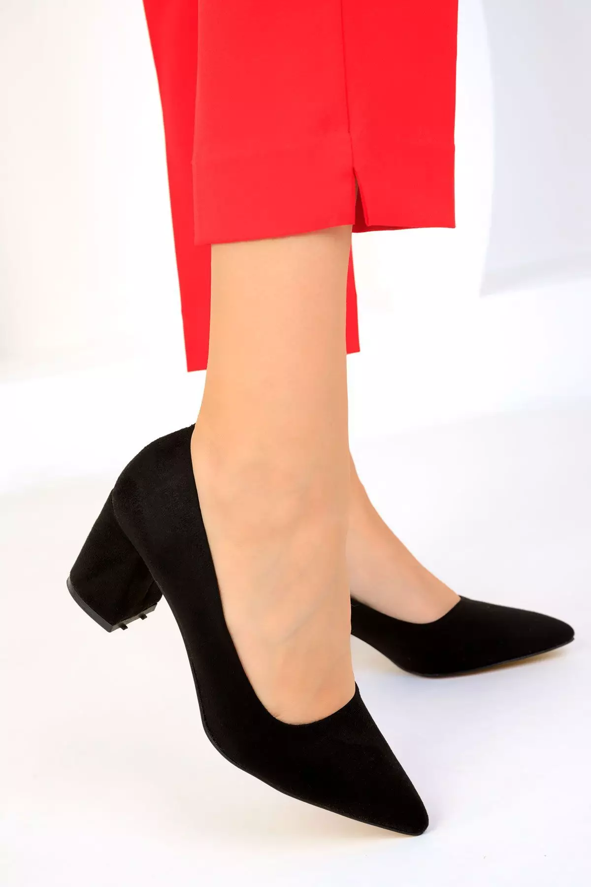 Black Suede Women's Classic Heeled Shoes 18511