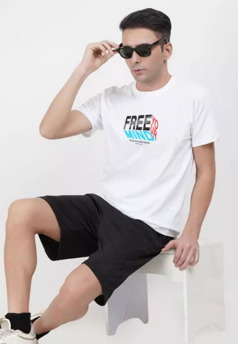 Free Your Mind White Graphic Cotton Short Sleeve Essential T-Shirt