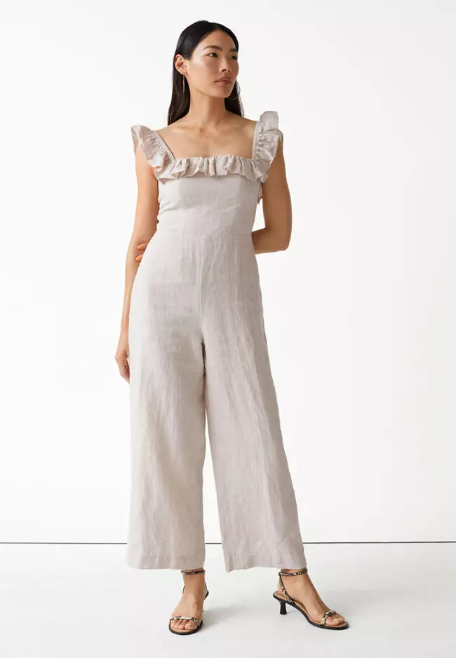 Buy Other Stories Frilled Linen Jumpsuit in Beige 2024 Online