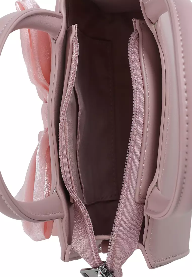 Tas Tangan Mini Detail Pita Besar Warna Pink