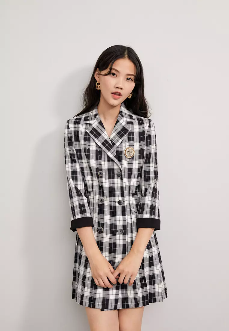 Uniform Style Checkered Mini Dress