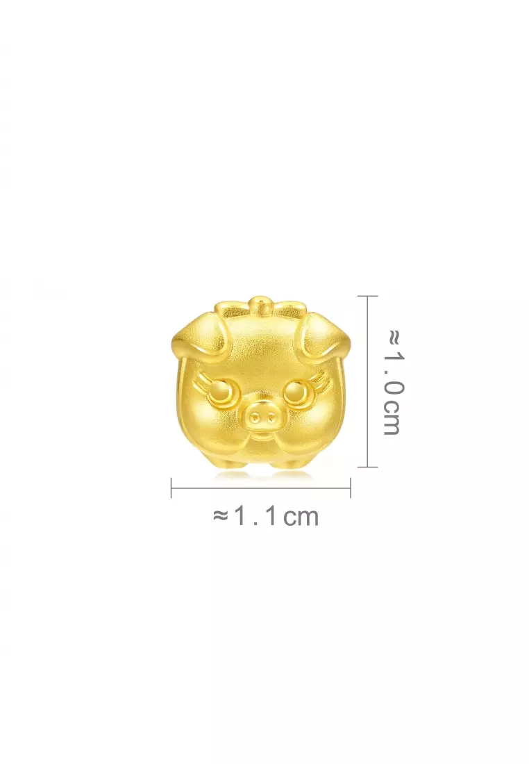 999 24K Solid Gold Zodiac Pig Charm 90024C (Bracelet not included)