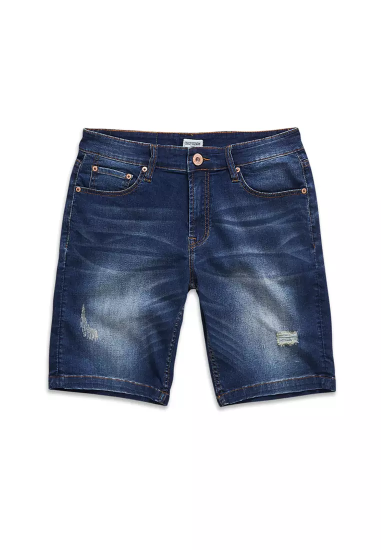 mens dark blue denim shorts