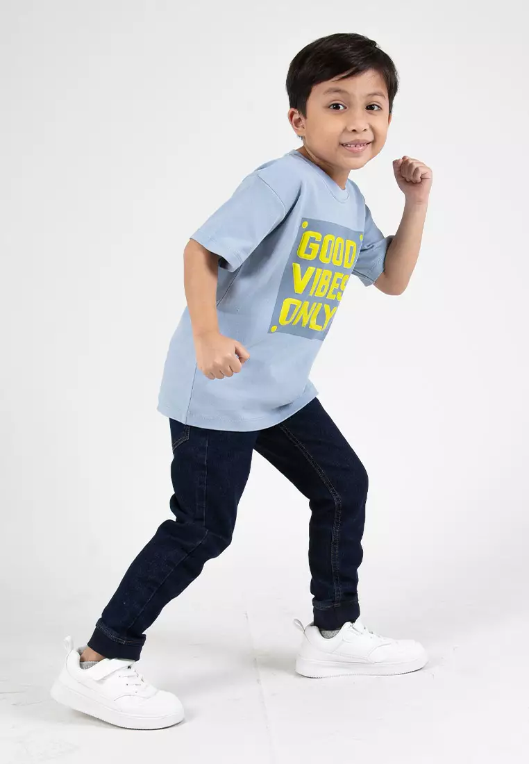 Forest Kids Boys Premium Cotton Interlock Round Neck Graphic T-Shirt | Baju T-Shirt Budak Lelaki - FK20219-38DustyBlue