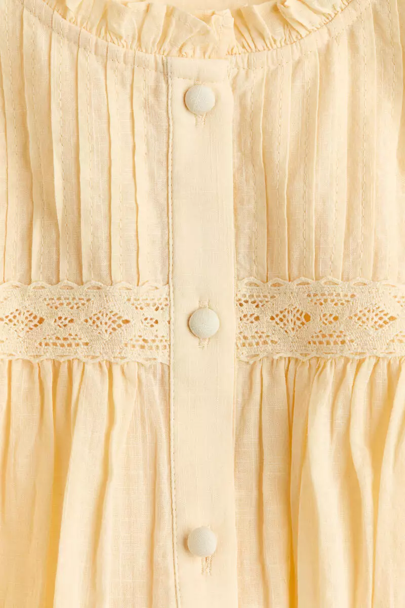 Pintucked cotton blouse