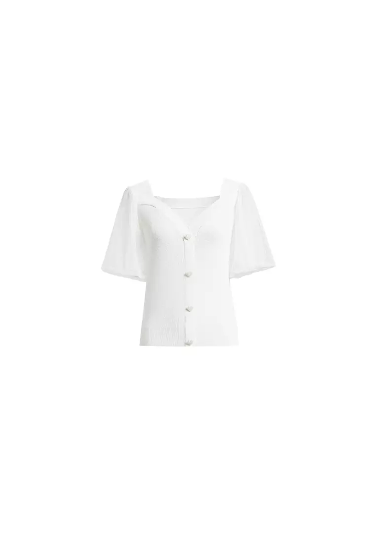 Buy Hopeshow V-Neck Puff Sleeve Blouse 2026 Online | ZALORA