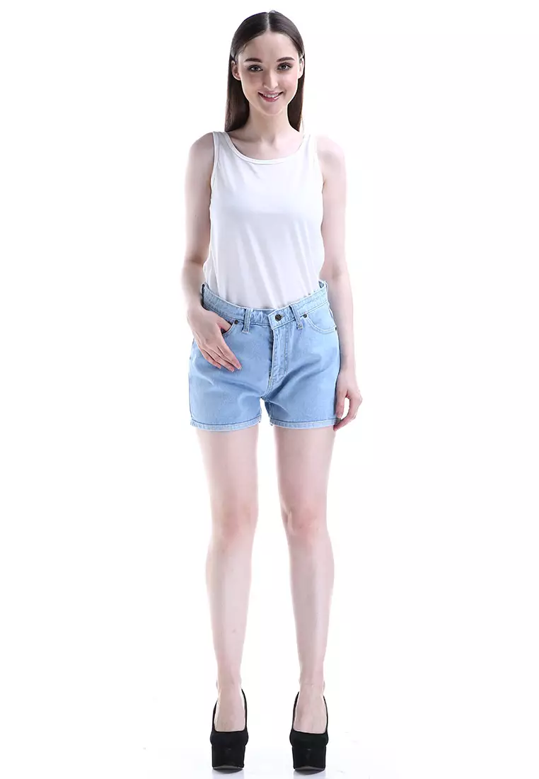 Fern Celana Jeans Pendek Bawahan Wanita Hotpants Simple Woman - Biru Muda