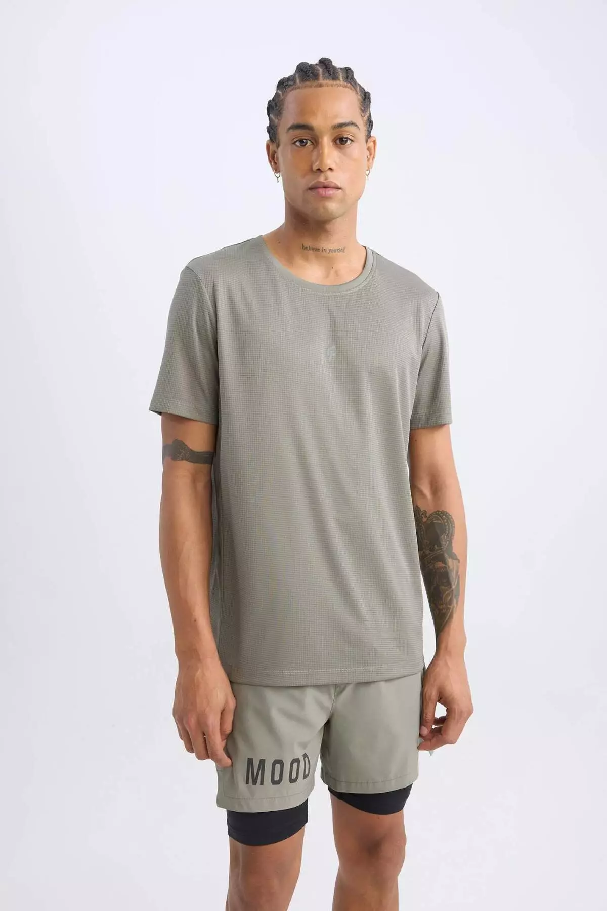 Defactofit Slim Fit Tight Fit Crew Neck Printed Sports Short Sleeve T-Shirt X6142Az24Sp