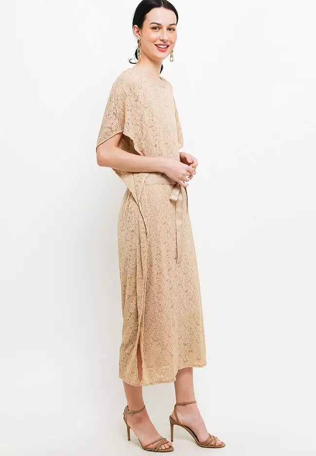 Self Tie Batwing Lace Kaftan